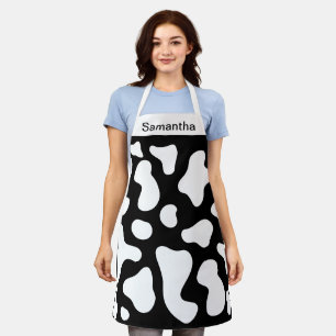 Cute Vache Imprimer noir Tablier personnalisé
