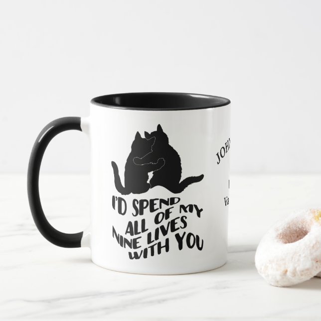 Cute Valentine chatons personnalisé Mug (Avec donut)