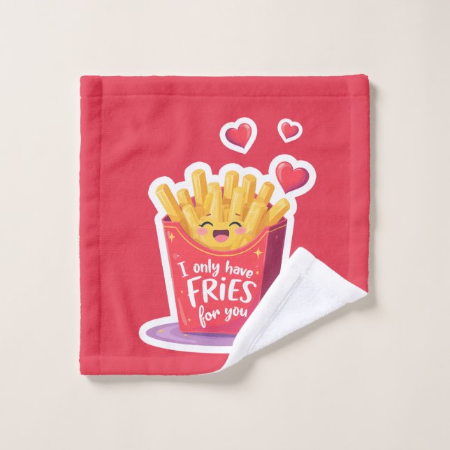 Cute Valentine French Fries Pun (Gant de toilette)