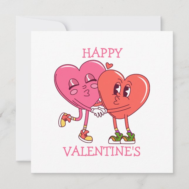 Cute Valentine's Hearts Couple Flat Card (Devant)