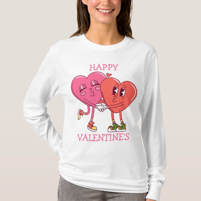 Cute Valentine's Hearts Couple Women's T-Shirt (Devant)