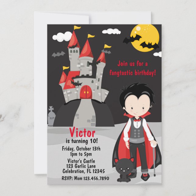 Cute Vampire Boy Halloween Enfants Invitation Éffr (Devant)