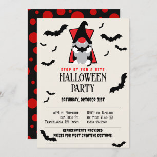 Cute Vampire Gnome Halloween Invitation