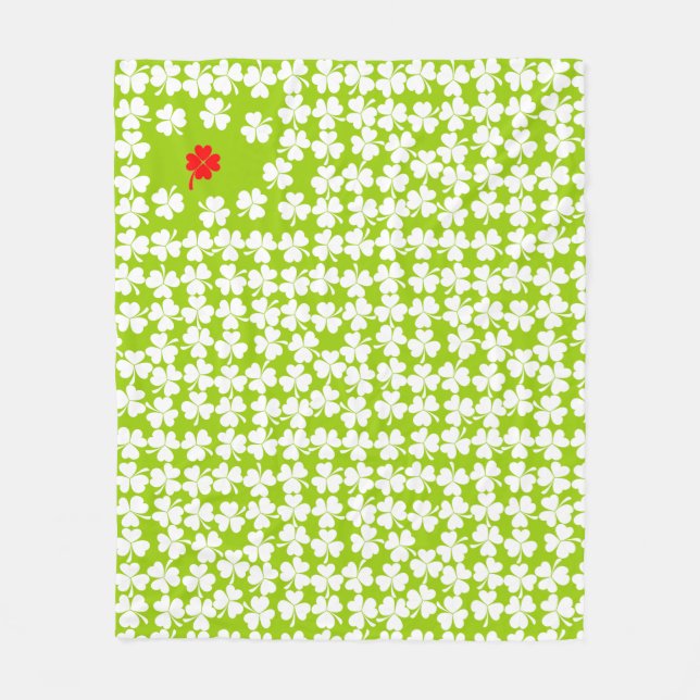 Cute vert blanc shamrock motif polaire couverture (Devant)