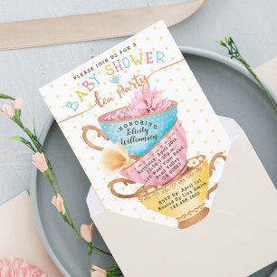 Cute Vintage Chic Tea Party Baby shower Invitation