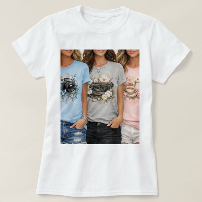 Cute Vintage Floral Graphic Girls T-Shirt  (Design devant)