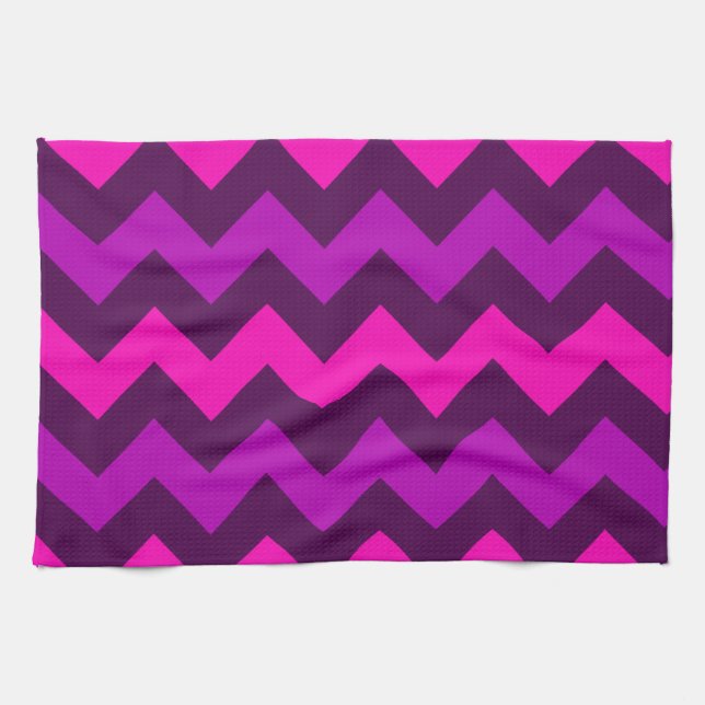 Cute Violet Chevrons Rose Serviette de cuisine (Horizontal)