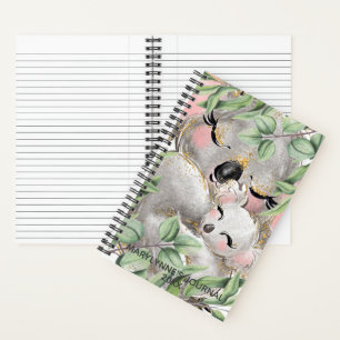 Cute Watercolor Koala Mom & Baby Carnet Journal