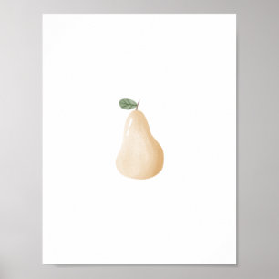 Cute Watercolour Pear Fruit Nursery Poster