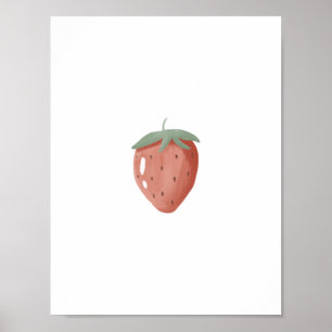 Cute Watercolour Strawberry Fruit Nursery Poster