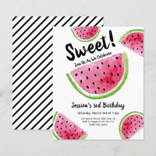 Cute Watermelon Anniversaire Fête Budget Invitatio
