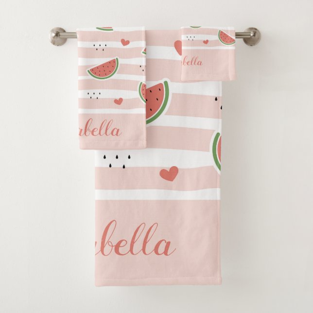 Cute Watermelon Sur Pink Stripes Motif Personnalis (En situation)