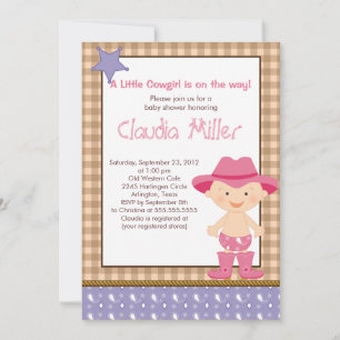 Cute Western Cowgirl Baby Shower Invitation