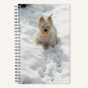 Cute Westie Dog dans le journal du Carnet de neige