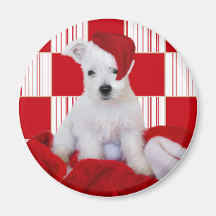 Cute Westie Pup Christmas Frigo Magnet