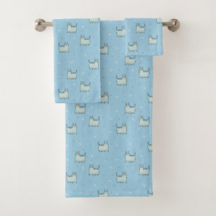 Cute Whimsical Chats Motif en Poudre Bleu