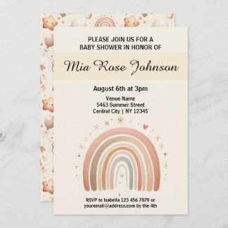 Cute Whimsy Baby shower Pastel Rainbow Invitation