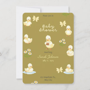 Cute White Baby shower Canard Invitation