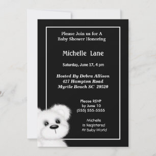 Cute White Ours Douche Invitation