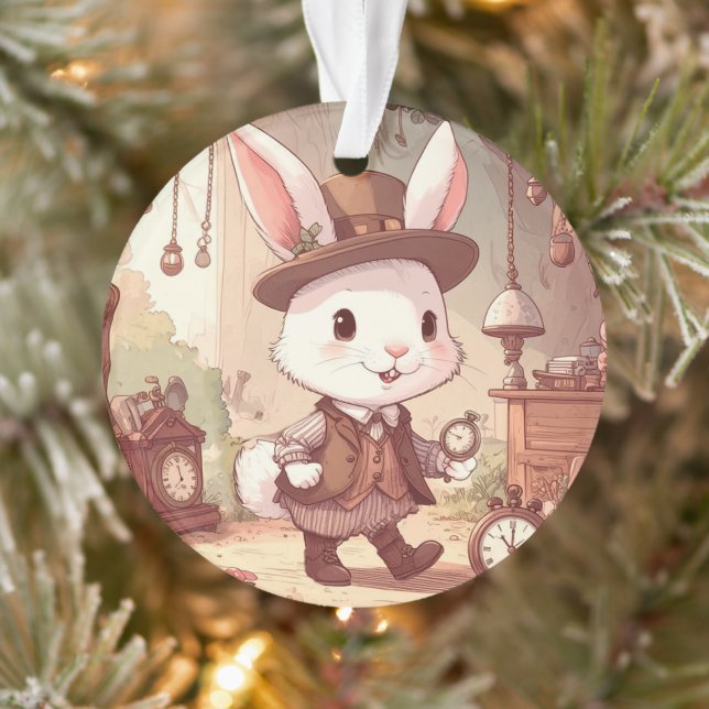 Cute White Rabbit Wonderland Whimsical Timekeeper (Arbre)