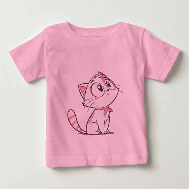 Cute White & Rose Kitten - T-shirt bébé (Devant)