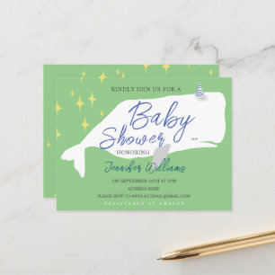 Cute White Whale Baby shower Invitation