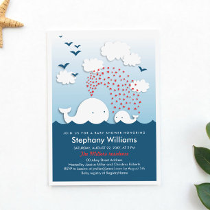 Cute White Whales Invitation Baby shower élégant