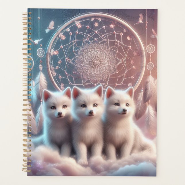 Cute White Wolf Pups et Dreamcatcher (Devant)