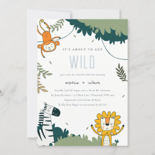 Cute Wild Jungle Animaux Genre Révéler Invitation