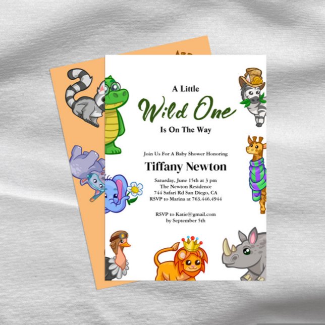 Cute Wild Safari Baby Shower Invitations (Créateur téléchargé)