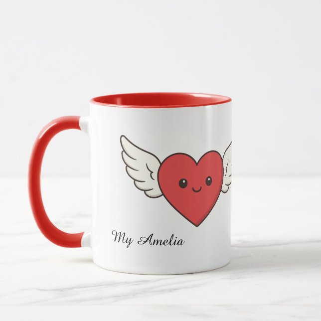 Cute Winged Heart Love Mug – Valentine’s Day Gift (Gauche)