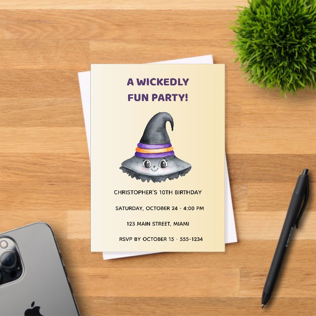 Cute Witch Hat Halloween Acrylic Invitation (Insitu (Carte d'invitation))