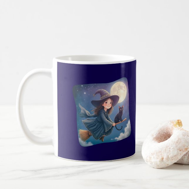 Cute Witch With Cat Mug (Avec donut)