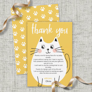Cute Wite Kitty Chat Baby shower merci