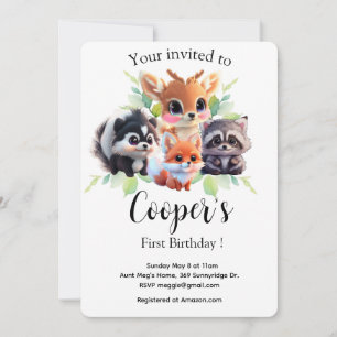 Cute Woodland amis renard skunk raccoon cerf