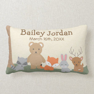 Cute Woodland Animaux Lumbar Coussin