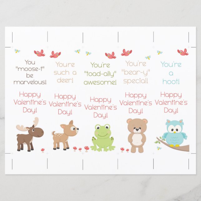 Cute Woodland Animaux Signets de Saint Valentin (Devant)