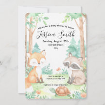 Cute Woodland Baby shower Thème Invitation