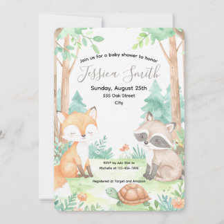 Cute Woodland Baby shower Thème Invitation