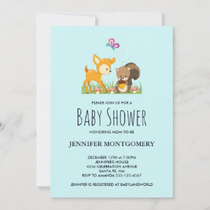 Cute Woodland Créations Invitation Baby shower de
