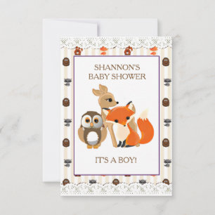 Cute Woodlands Animaux Fox Baby shower Invitation