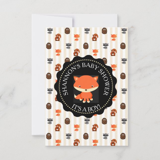 Cute Woodlands Animaux Fox Baby shower Invitation (Devant)