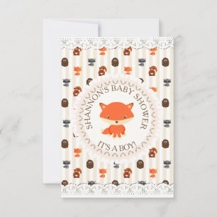 Cute Woodlands Animaux Fox Baby shower Invitation