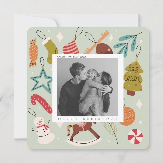 Cute Xmas Famille Photo Noël carte postale (Devant)
