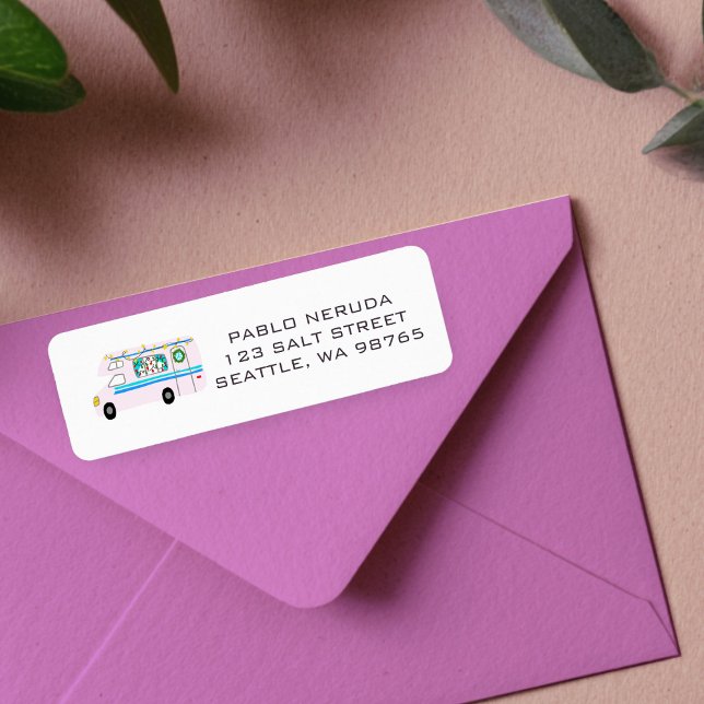 Cute Xmas RV Motorhome Pink CUSTOM Étiquette de me (Cute Xmas RV Motorhome Pink Christmas Holidays CUSTOM Return Address Mailing Label
)