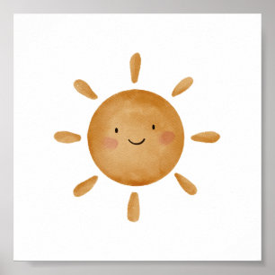 Cute Yellow Sun With Smile Day Nursery Poster