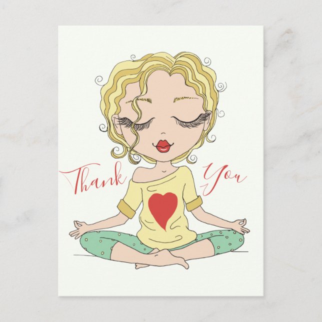 Cute Yoga Girl Merci | Carte postale cheveux blond (Devant)