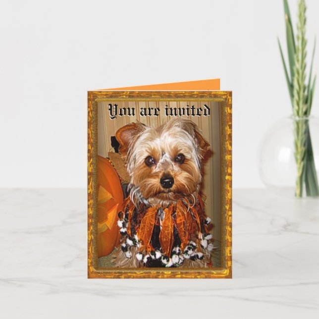 Cute Yorkie Halloween Bash Invitation (Devant)