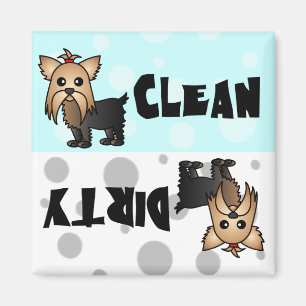 Cute Yorkie Nettoyer / Lave-vaisselle sale Magnet