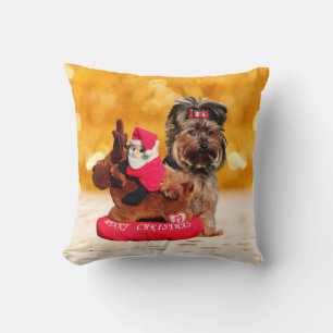 Cute Yorkshire Terrier Joyeux Coussin de Noël